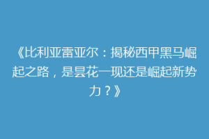 《比利亚雷亚尔:揭秘西甲黑马崛起之路,是昙花一现还是崛起新势力?》
