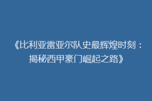 《比利亚雷亚尔队史最辉煌时刻:揭秘西甲豪门崛起之路》