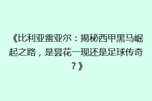 《比利亚雷亚尔：揭秘西甲黑马崛起之路，是昙花一现还是足球传奇？》