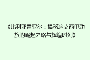 《比利亚雷亚尔:揭秘这支西甲劲旅的崛起之路与辉煌时刻》