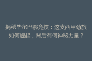 揭秘毕尔巴鄂竞技:这支西甲劲旅如何崛起,背后有何神秘力量?