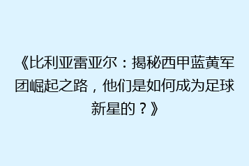 《比利亚雷亚尔:揭秘西甲蓝黄军团崛起之路,他们是如何成为足球新星的?》