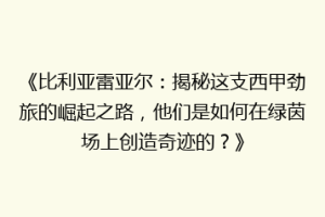 《比利亚雷亚尔：揭秘这支西甲劲旅的崛起之路，他们是如何在绿茵场上创造奇迹的？》