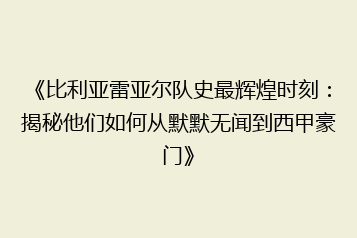 《比利亚雷亚尔队史最辉煌时刻:揭秘他们如何从默默无闻到西甲豪门》