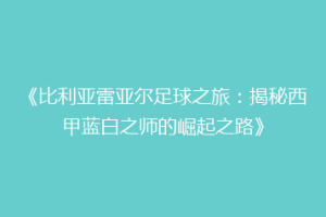 《比利亚雷亚尔足球之旅：揭秘西甲蓝白之师的崛起之路》