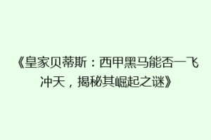 《皇家贝蒂斯：西甲黑马能否一飞冲天，揭秘其崛起之谜》