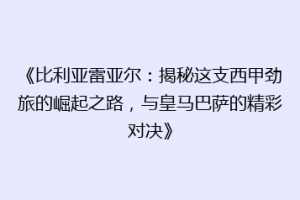 《比利亚雷亚尔：揭秘这支西甲劲旅的崛起之路，与皇马巴萨的精彩对决》