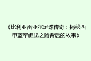 《比利亚雷亚尔足球传奇：揭秘西甲蓝军崛起之路背后的故事》