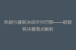 热刺与曼联决战毕尔巴鄂——欧联杯决赛看点解析