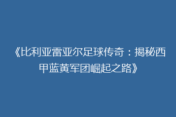 《比利亚雷亚尔足球传奇:揭秘西甲蓝黄军团崛起之路》
