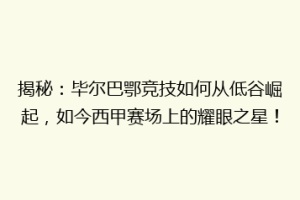 揭秘：毕尔巴鄂竞技如何从低谷崛起，如今西甲赛场上的耀眼之星！