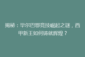 揭秘：毕尔巴鄂竞技崛起之谜，西甲新王如何铸就辉煌？