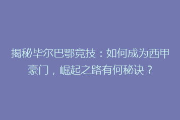 揭秘毕尔巴鄂竞技:如何成为西甲豪门,崛起之路有何秘诀?