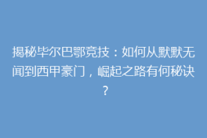 揭秘毕尔巴鄂竞技：如何从默默无闻到西甲豪门，崛起之路有何秘诀？