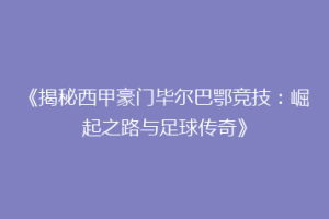 《揭秘西甲豪门毕尔巴鄂竞技：崛起之路与足球传奇》