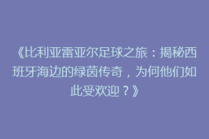 《比利亚雷亚尔足球之旅：揭秘西班牙海边的绿茵传奇，为何他们如此受欢迎？》