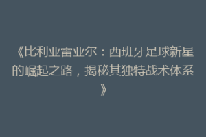 《比利亚雷亚尔：西班牙足球新星的崛起之路，揭秘其独特战术体系》