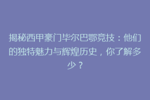 揭秘西甲豪门毕尔巴鄂竞技：他们的独特魅力与辉煌历史，你了解多少？