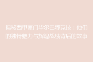 揭秘西甲豪门毕尔巴鄂竞技：他们的独特魅力与辉煌战绩背后的故事
