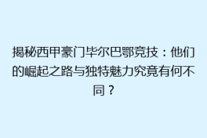 揭秘西甲豪门毕尔巴鄂竞技：他们的崛起之路与独特魅力究竟有何不同？