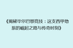 《揭秘毕尔巴鄂竞技：这支西甲劲旅的崛起之路与传奇时刻》