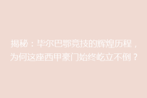 揭秘：毕尔巴鄂竞技的辉煌历程，为何这座西甲豪门始终屹立不倒？