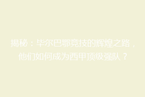 揭秘：毕尔巴鄂竞技的辉煌之路，他们如何成为西甲顶级强队？