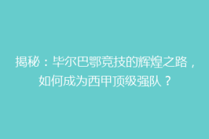 揭秘：毕尔巴鄂竞技的辉煌之路，如何成为西甲顶级强队？