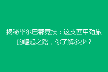揭秘毕尔巴鄂竞技:这支西甲劲旅的崛起之路,你了解多少?