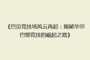 《巴贝竞技场风云再起：揭秘毕尔巴鄂竞技的崛起之路》