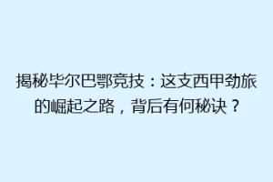 揭秘毕尔巴鄂竞技：这支西甲劲旅的崛起之路，背后有何秘诀？