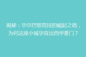 揭秘：毕尔巴鄂竞技的崛起之路，为何这座小城孕育出西甲豪门？