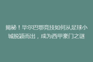 揭秘！毕尔巴鄂竞技如何从足球小城脱颖而出，成为西甲豪门之谜