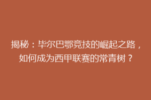 揭秘：毕尔巴鄂竞技的崛起之路，如何成为西甲联赛的常青树？