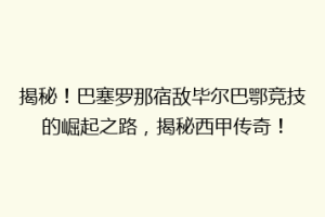 揭秘!巴塞罗那宿敌毕尔巴鄂竞技的崛起之路,揭秘西甲传奇!