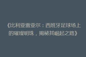 《比利亚雷亚尔：西班牙足球场上的璀璨明珠，揭秘其崛起之路》