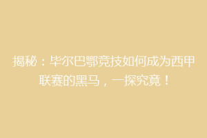 揭秘：毕尔巴鄂竞技如何成为西甲联赛的黑马，一探究竟！
