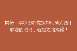 揭秘：毕尔巴鄂竞技如何成为西甲联赛的黑马，崛起之路揭秘！