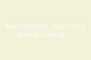 揭秘毕尔巴鄂竞技：如何从西甲边缘球队蜕变为欧洲豪门？