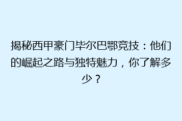 揭秘西甲豪门毕尔巴鄂竞技:他们的崛起之路与独特魅力,你了解多少?