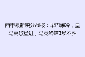 西甲最新积分战报:毕巴爆冷,皇马高歌猛进,马竞终结3场不胜