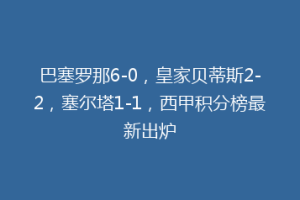 巴塞罗那6-0,皇家贝蒂斯2-2,塞尔塔1-1,西甲积分榜最新出炉