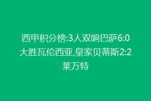 西甲积分榜:3人双响巴萨6:0大胜瓦伦西亚,皇家贝蒂斯2:2莱万特
