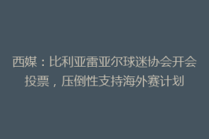 西媒：比利亚雷亚尔球迷协会开会投票，压倒性支持海外赛计划