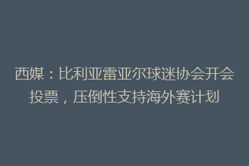 西媒:比利亚雷亚尔球迷协会开会投票,压倒性支持海外赛计划